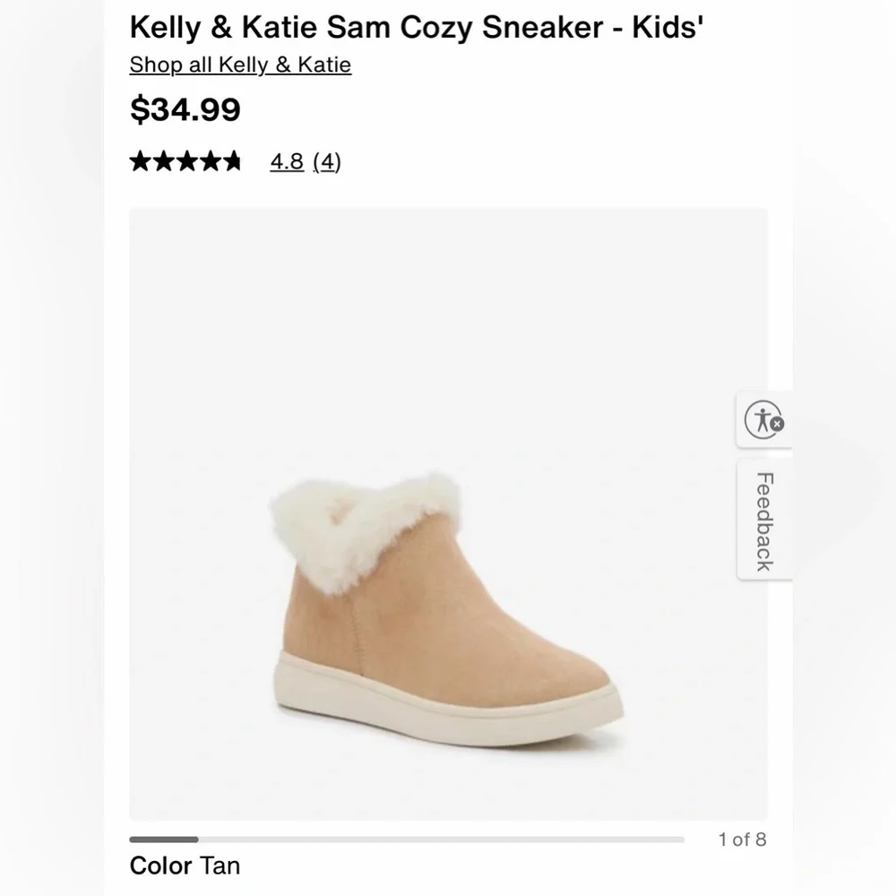 Kids Kelly & Katie Beige Suede Boots with White Fur US Size 11